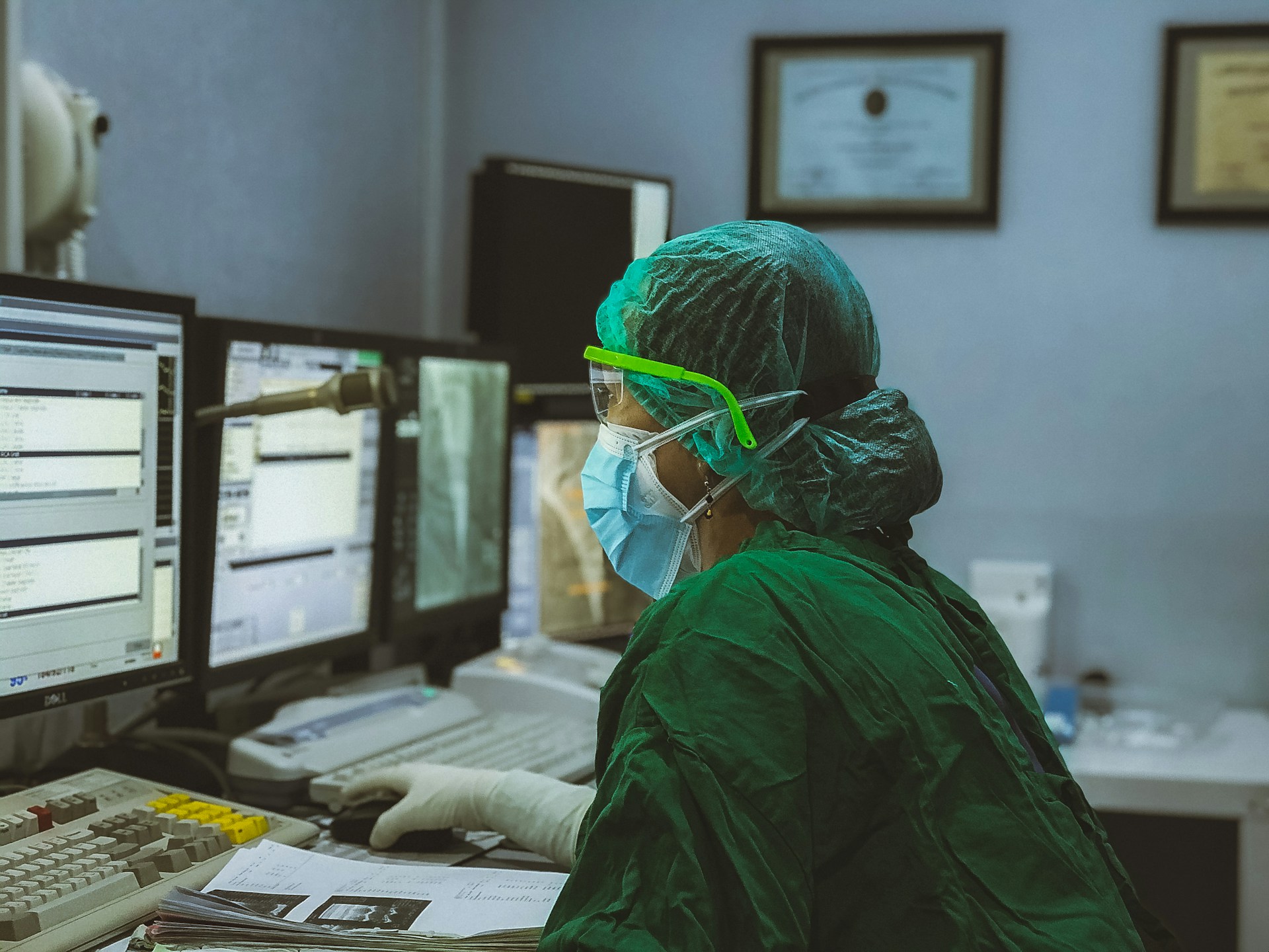 nurse working on computer