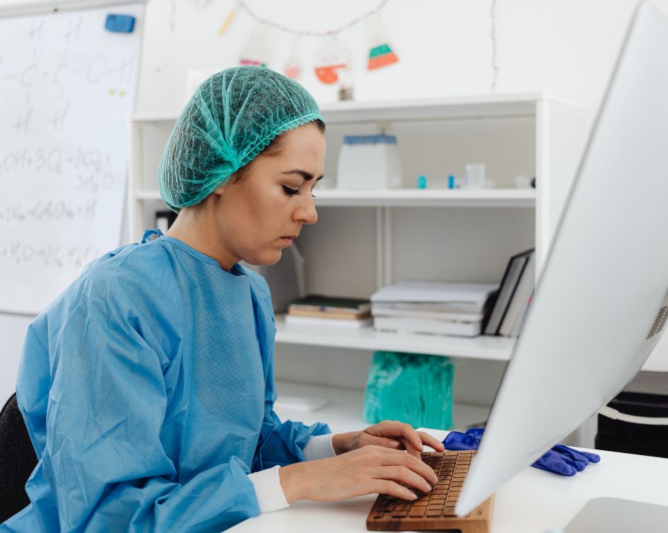 nurse on computer