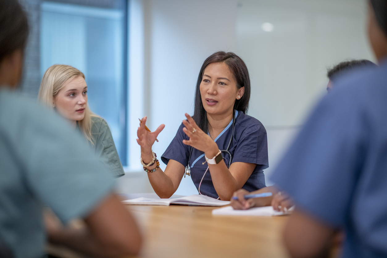 nurse speaking to group