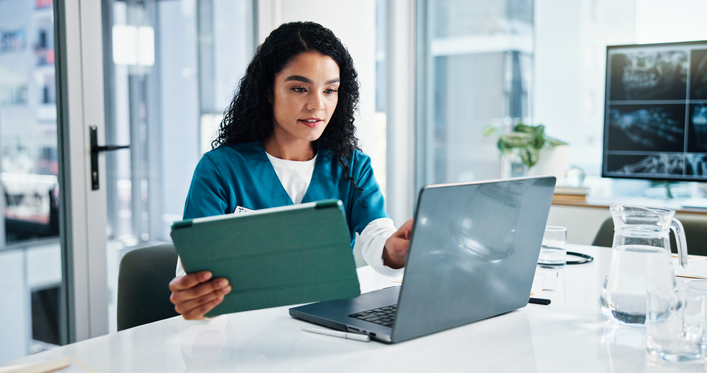 nurse on computer